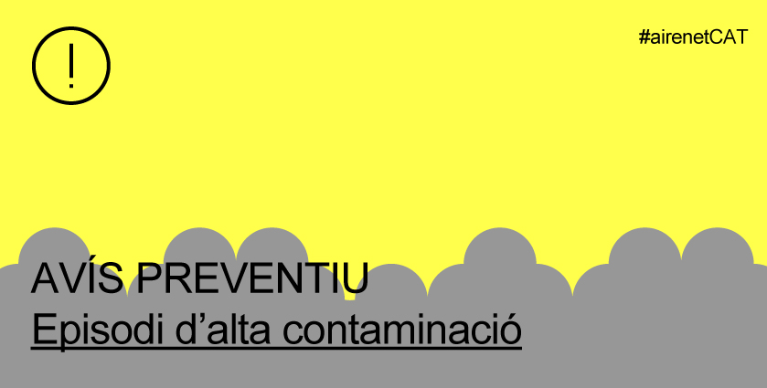 El Departament d’Acció Climàtica ha activat un avís preventiu per contaminació atmosfèrica